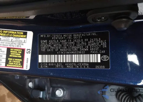 2021 Toyota Camry Xse Hybrid z USA, uszkodzony, nr VIN 4T1K31AK4MU029632